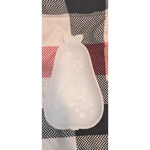 Vintage Hazel Atlas Milk Glass Pear Shaped Candy Nut Dish Floral Fruit White